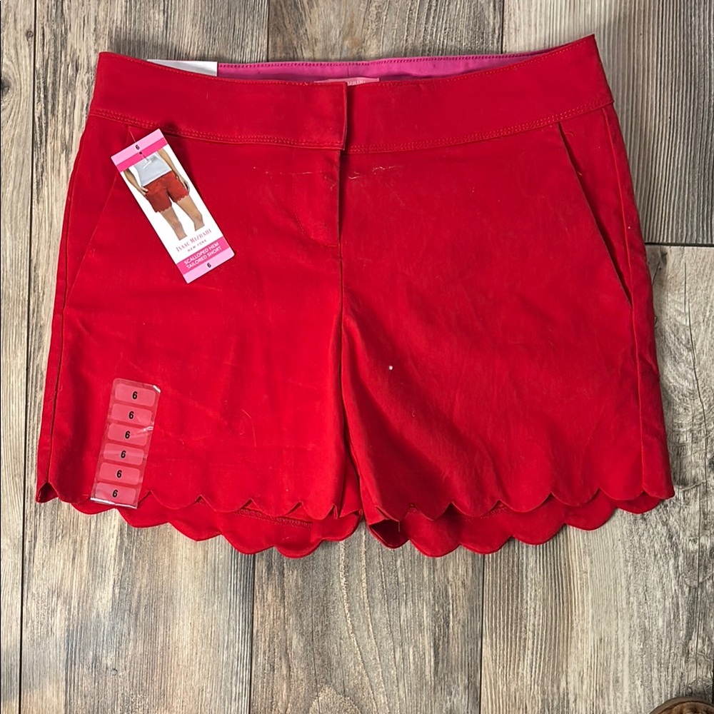 Red Scalloped Women's Shorts